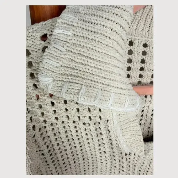 Joie Cream Open Knit Sweater – Lightweight Pullover – Size M - Picture 3 of 6